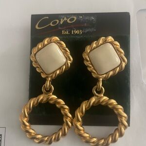 Coro Twisted Gold and Cream Earrings